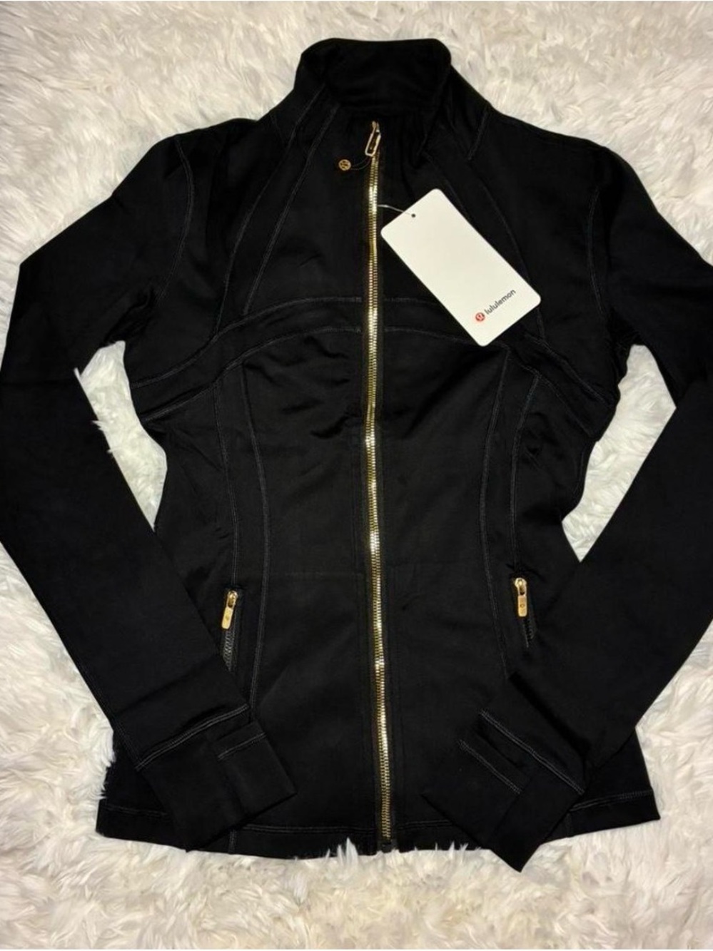 lululemon athletica Black Jacket with Gold Zipper Detail